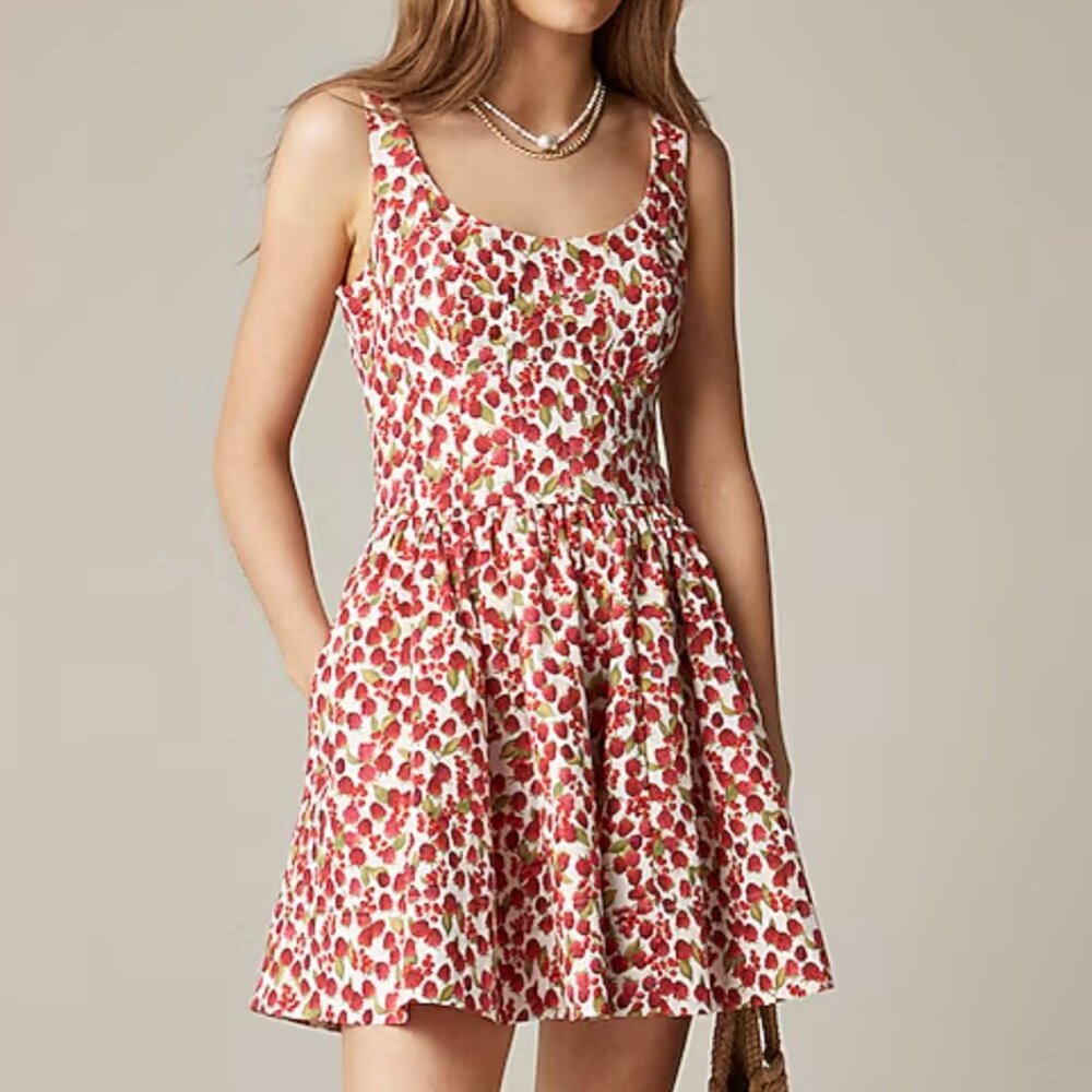 Fit-and-flare mini dress in raspberry print